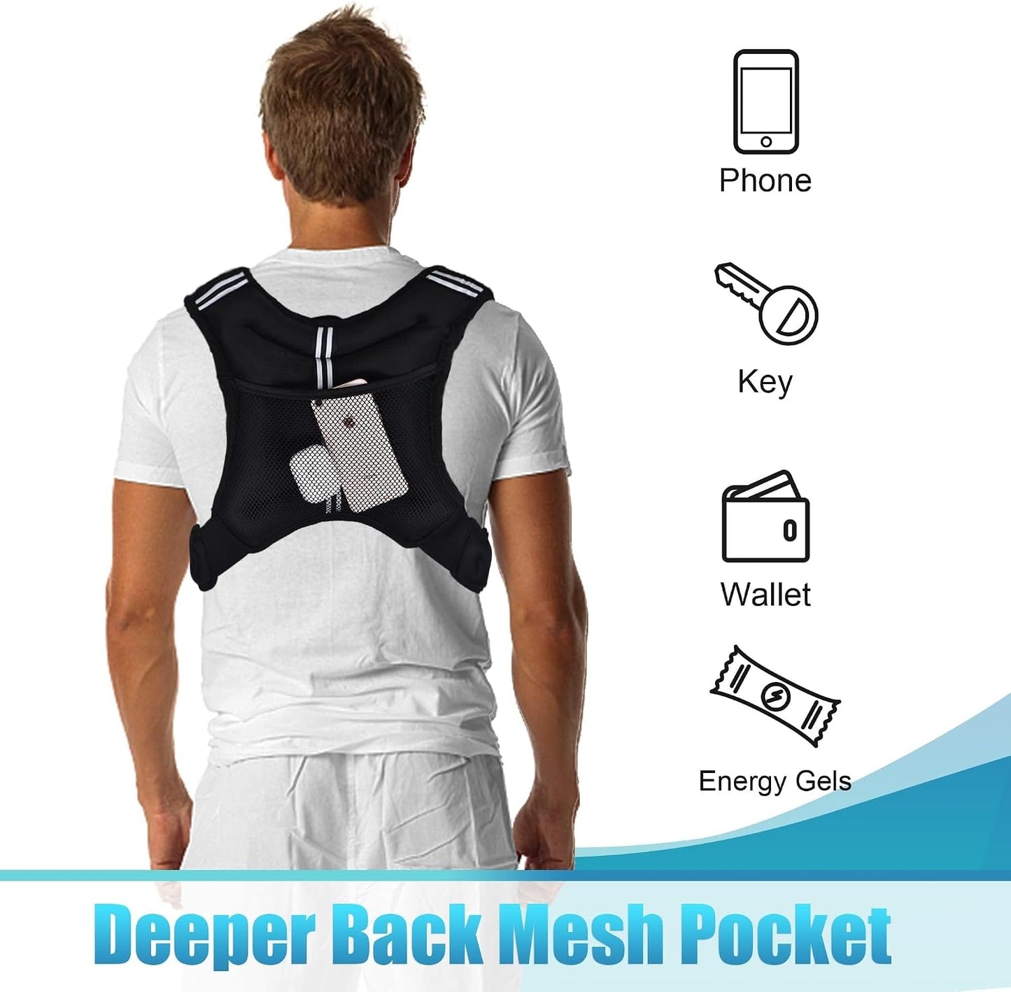 Weighted Vest,6Lb/8Lb/10Lb/12Lb/16Lb/20Lb/25Lb/30Lb Weight Vest with Reflective Stripe, Body Weight Vests for Women, Men, Weight Loss Workout, Strength Training, Running, Walking, Jogging