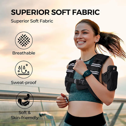 Weighted Vest,6Lb/8Lb/10Lb/12Lb/16Lb/20Lb/25Lb/30Lb Weight Vest with Reflective Stripe, Body Weight Vests for Women, Men, Weight Loss Workout, Strength Training, Running, Walking, Jogging