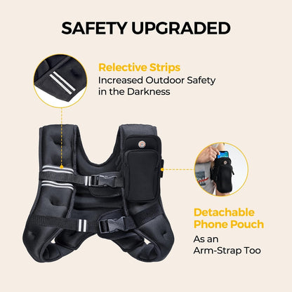 Weighted Vest,6Lb/8Lb/10Lb/12Lb/16Lb/20Lb/25Lb/30Lb Weight Vest with Reflective Stripe, Body Weight Vests for Women, Men, Weight Loss Workout, Strength Training, Running, Walking, Jogging