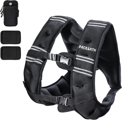 Weighted Vest,6Lb/8Lb/10Lb/12Lb/16Lb/20Lb/25Lb/30Lb Weight Vest with Reflective Stripe, Body Weight Vests for Women, Men, Weight Loss Workout, Strength Training, Running, Walking, Jogging