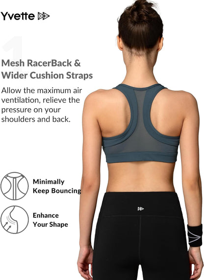 Zip Front High Impact Sports Bra for Large Bust
