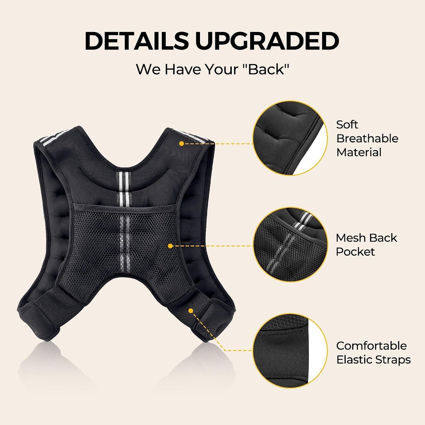 Weighted Vest,6Lb/8Lb/10Lb/12Lb/16Lb/20Lb/25Lb/30Lb Weight Vest with Reflective Stripe, Body Weight Vests for Women, Men, Weight Loss Workout, Strength Training, Running, Walking, Jogging