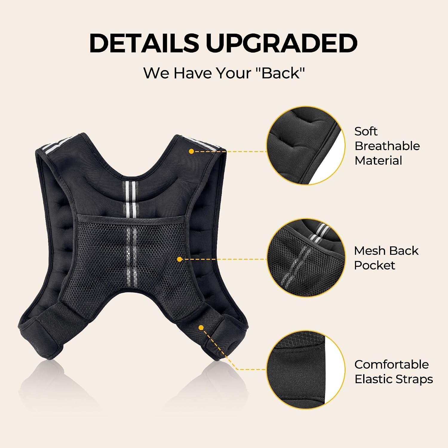 Weighted Vest,6Lb/8Lb/10Lb/12Lb/16Lb/20Lb/25Lb/30Lb Weight Vest with Reflective Stripe, Body Weight Vests for Women, Men, Weight Loss Workout, Strength Training, Running, Walking, Jogging