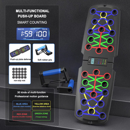 Push up Board Foldable 10 in 1 Automatic Count Timer Professional Strength Training 1 Piece 13 X 8 X 4 In