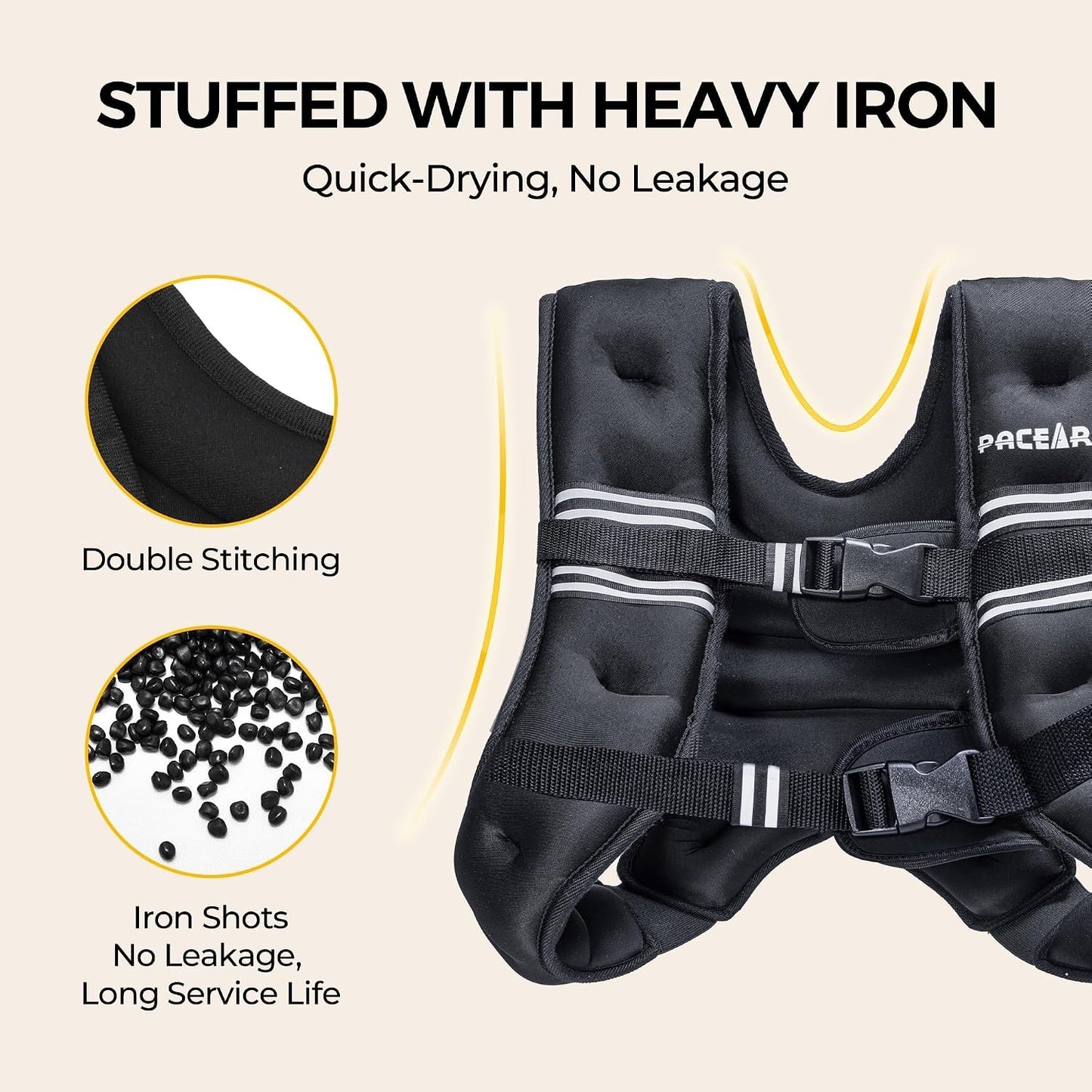 Weighted Vest,6Lb/8Lb/10Lb/12Lb/16Lb/20Lb/25Lb/30Lb Weight Vest with Reflective Stripe, Body Weight Vests for Women, Men, Weight Loss Workout, Strength Training, Running, Walking, Jogging