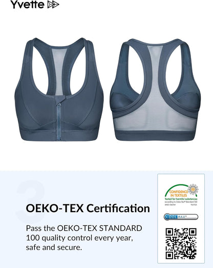 Zip Front High Impact Sports Bra for Large Bust