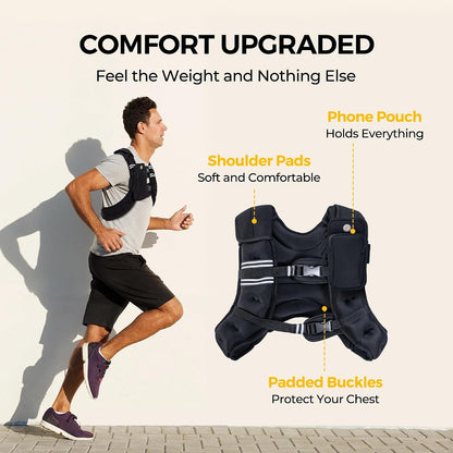 Weighted Vest,6Lb/8Lb/10Lb/12Lb/16Lb/20Lb/25Lb/30Lb Weight Vest with Reflective Stripe, Body Weight Vests for Women, Men, Weight Loss Workout, Strength Training, Running, Walking, Jogging